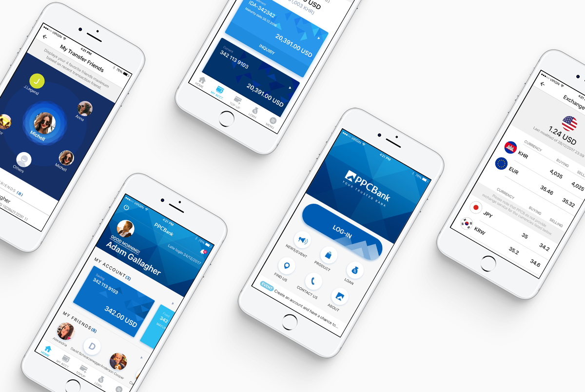 PPCBank Mobile Banking Mobile App and Web UX/UI GUI Design Mockup